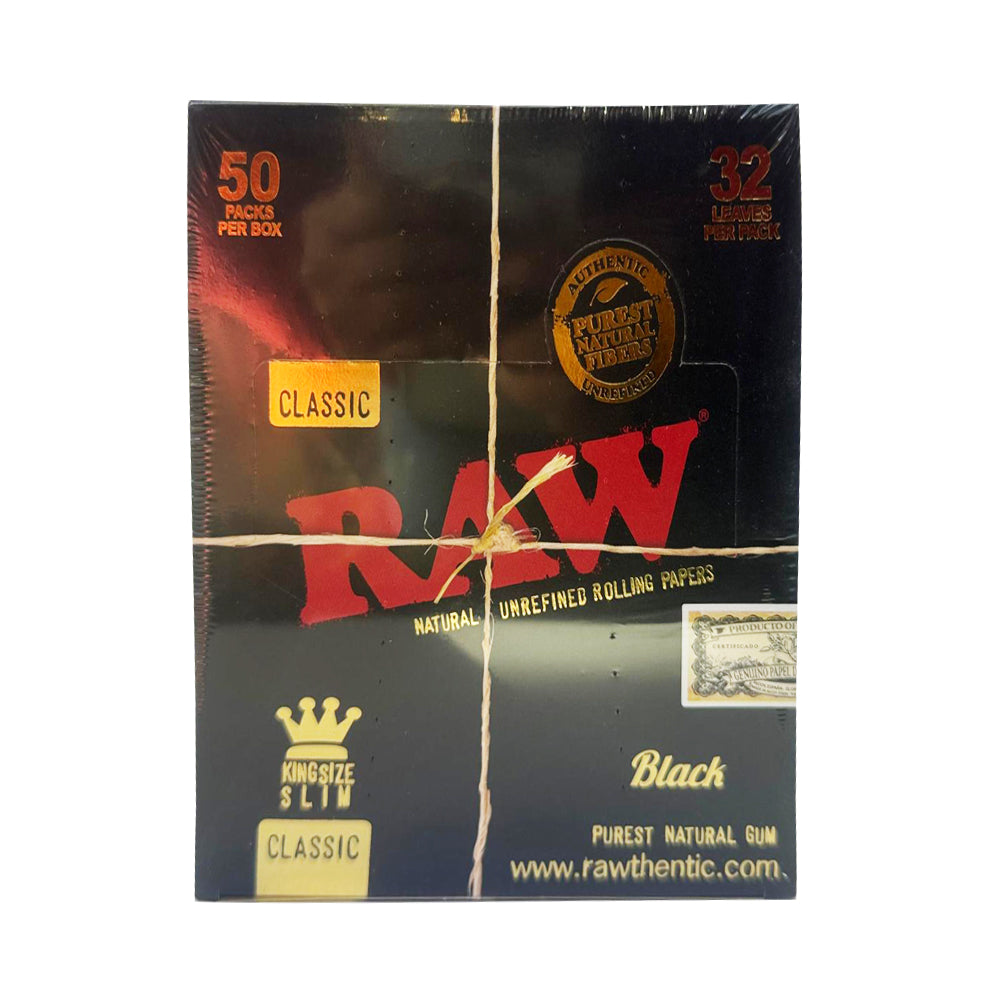 RAW Black Classic King Size Slim Rolling Papers (Pack of 50)