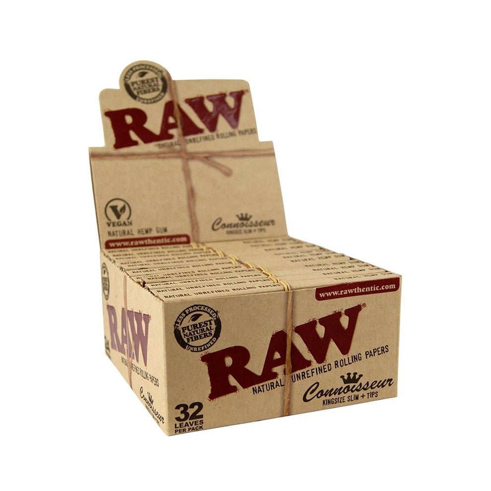 Raw Classic Connoisseur King Size Slim Rolling Papers And Tips Pack Of